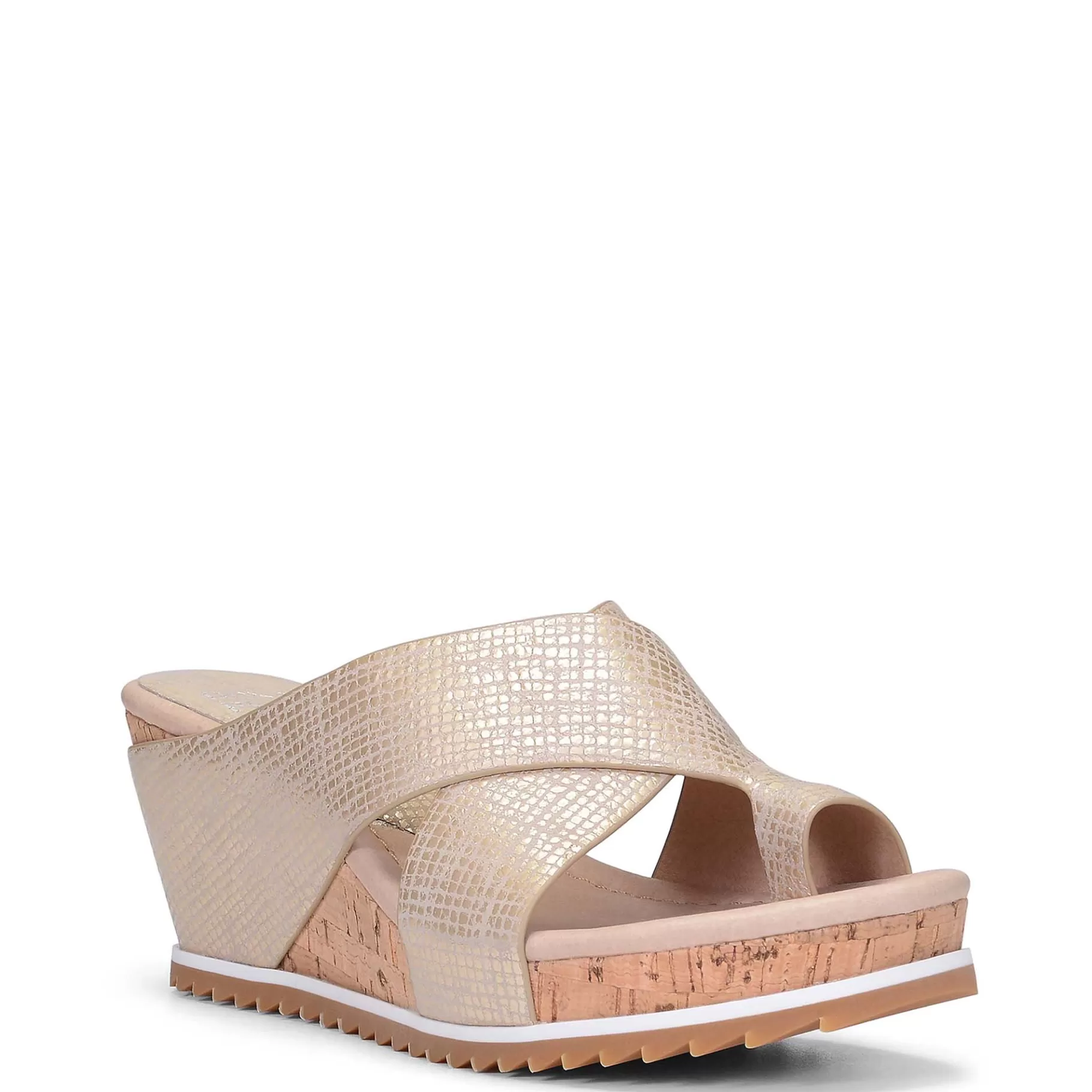 Shop Donald Pliner SISU MED WEDGE Platino / Cork